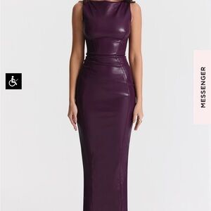 HOUSE OF CB Sahara Vegan Leather Maxi Dress - Merlot/Large